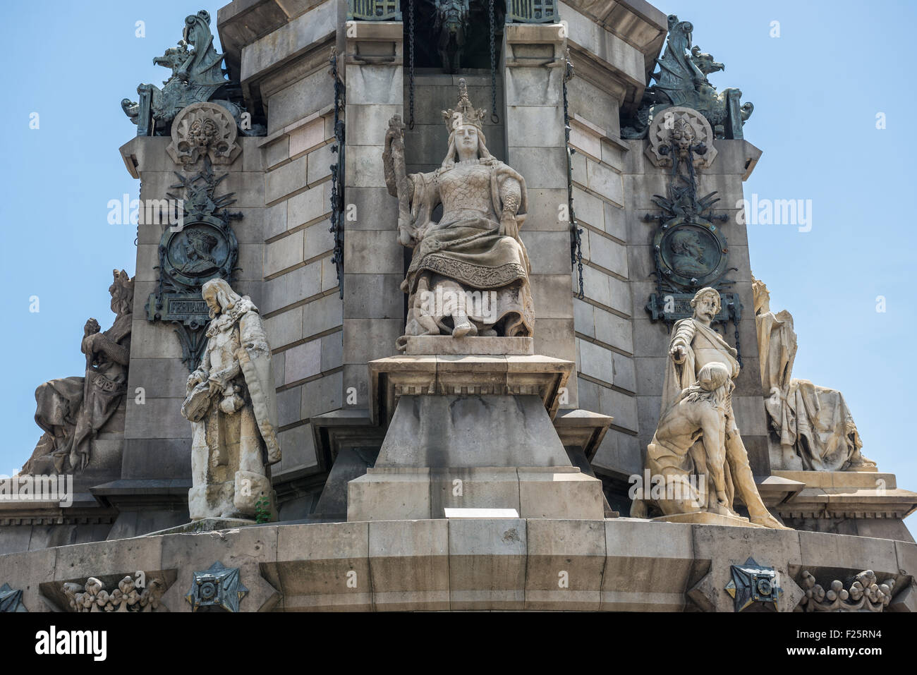 Kolumbus-Denkmal am unteren Ende der Straße La Rambla in Barcelona, Spanien Stockfoto