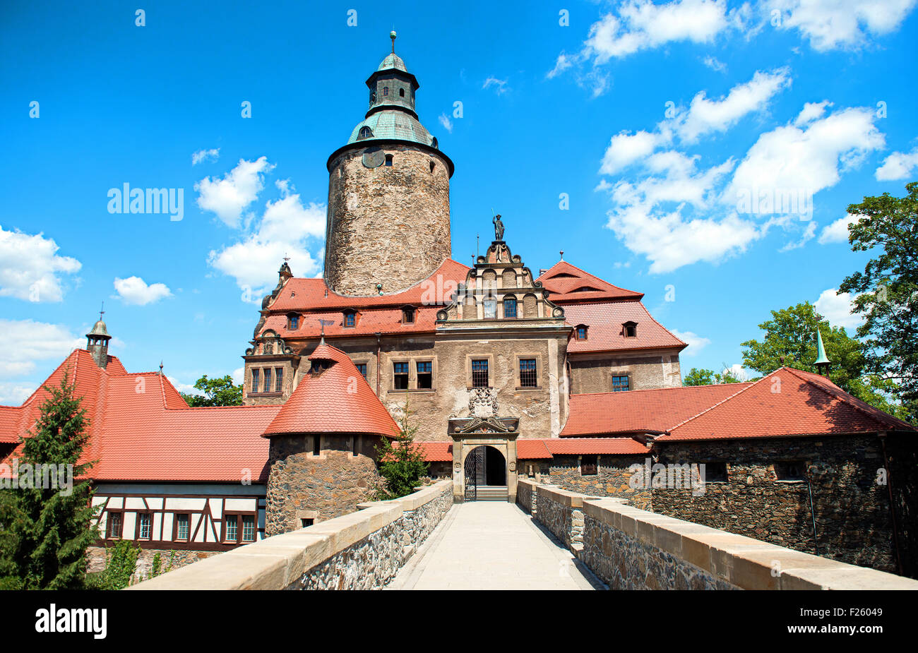 Schloss Czocha vom 13. Jahrhundert, in Polen, Niederschlesien Provinz Stockfoto