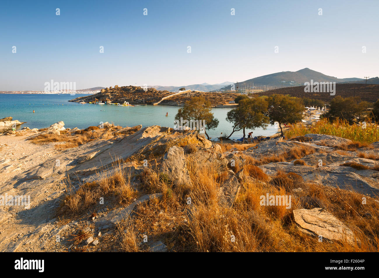 Landschaft in der Nähe von Paros Park im nördlichen Teil der Insel Paros, Griechenland. Stockfoto