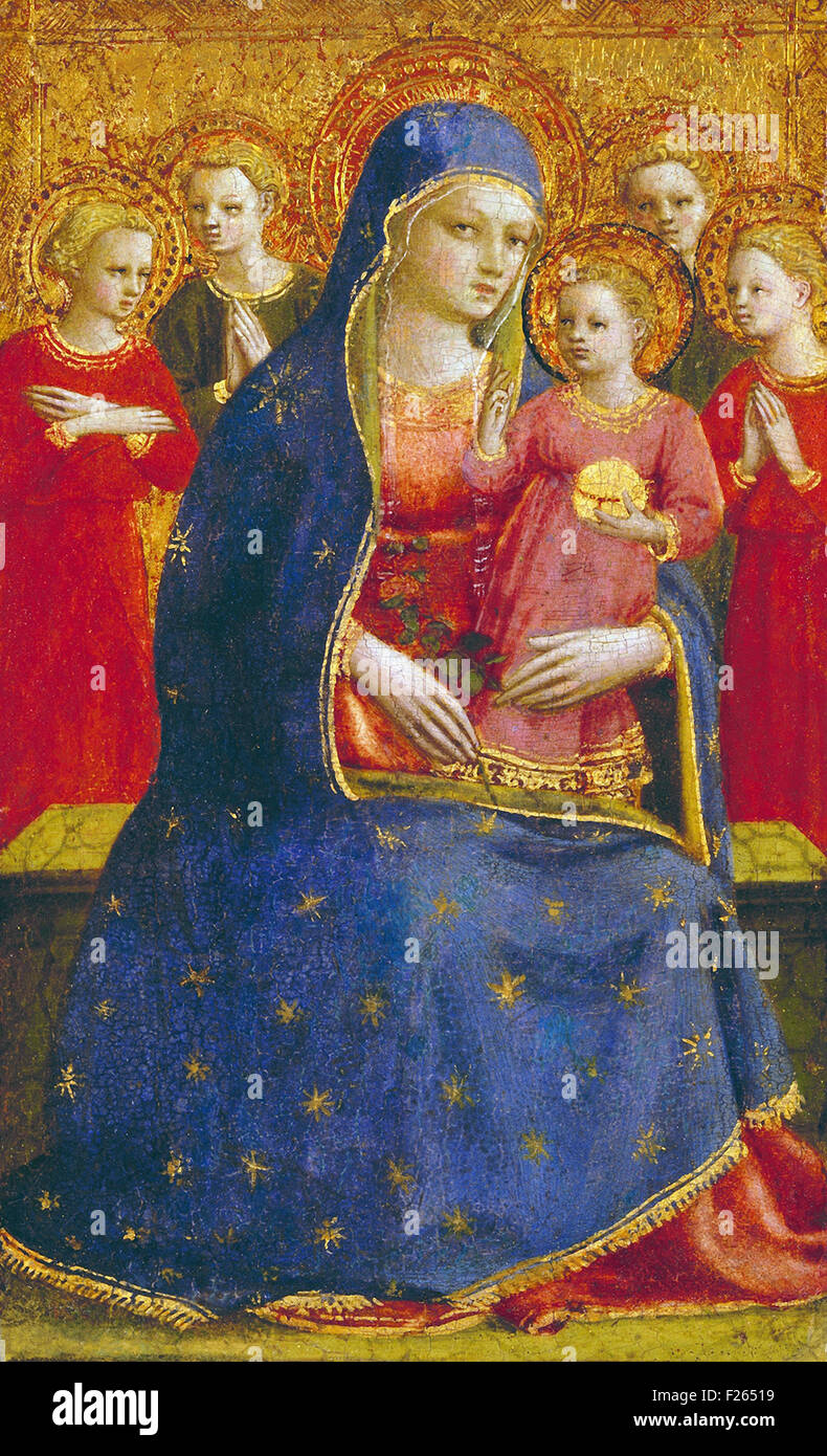 Fra Angelico - Madonna und Kind mit Engeln Stockfoto