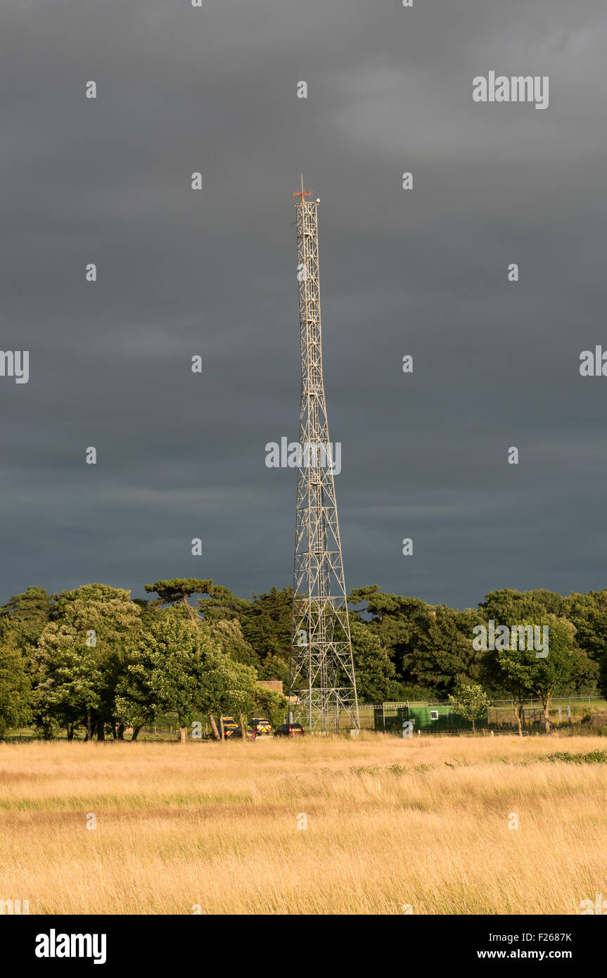 RNLI Kommunikation Mast, Bawdsey Fähre, Suffolk, UK. Stockfoto