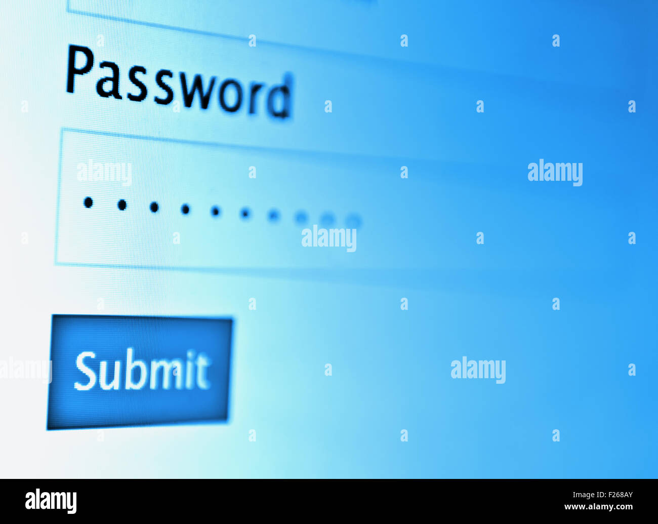 Login und Passwort auf Bildschirm Stockfoto