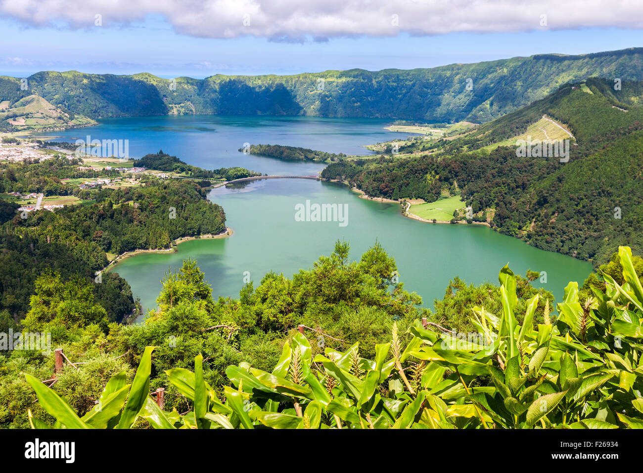 See von Sete Cidades vom Vista Rei Aussichtspunkt in Sao Miguel, Azoren Stockfoto