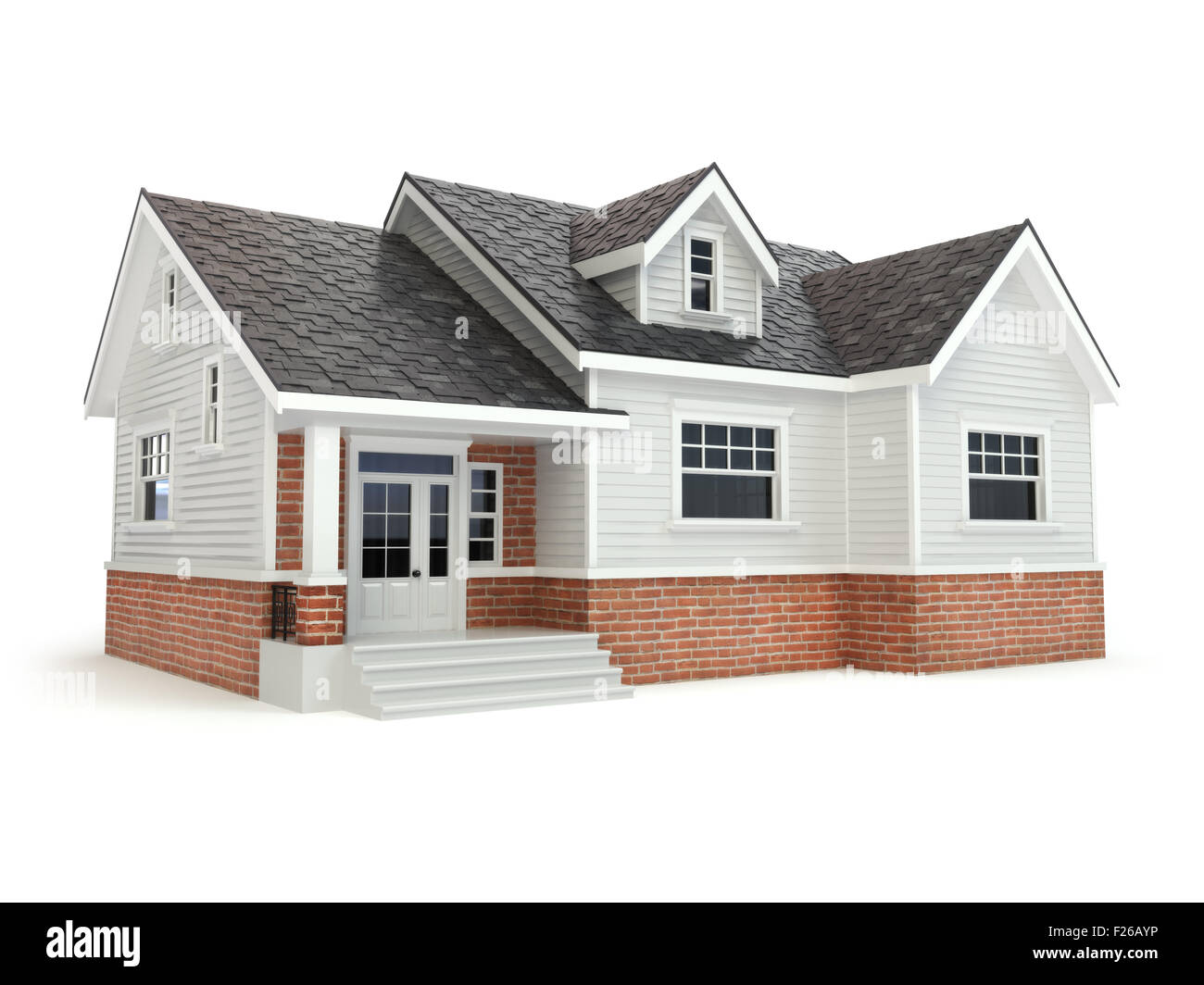 Haus isoliert auf weiss. Immobilien-Konzept. 3D Stockfoto