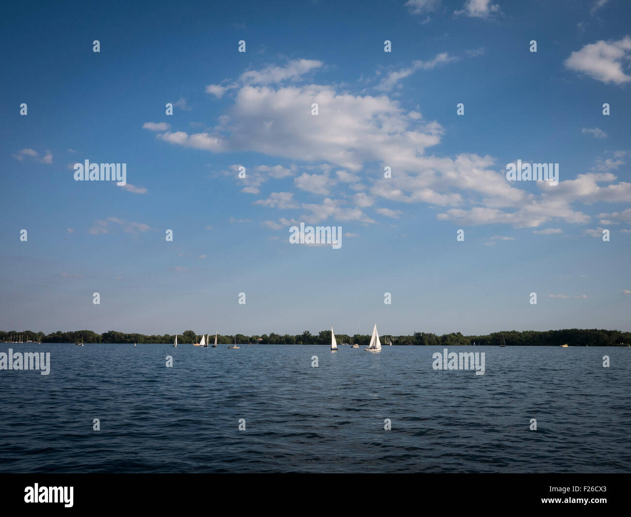 Segelschiffe in Ontario-See in der Nähe von Toronto Islands. Stockfoto