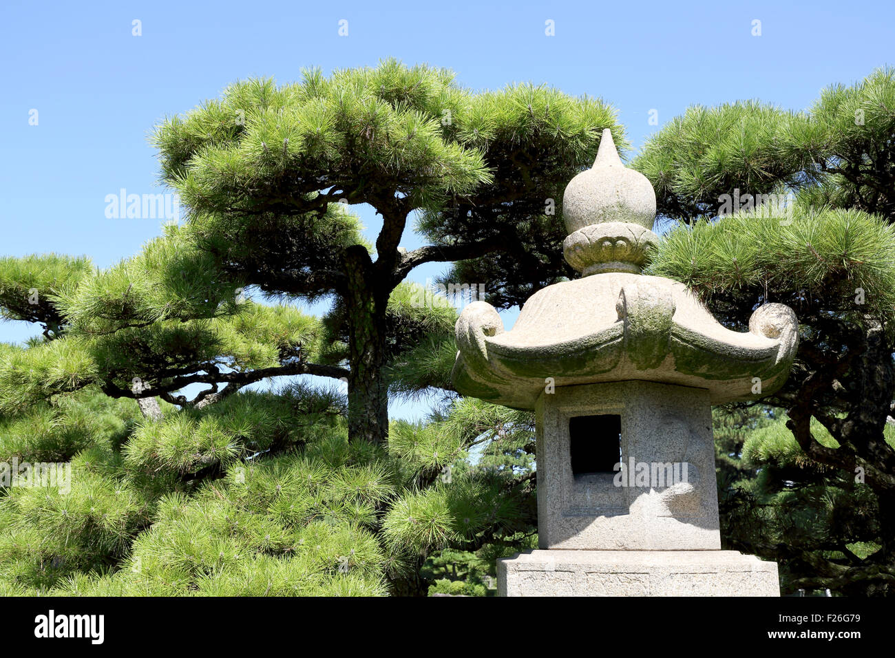 Japanische orientalische Stein Garten Laterne Stockfoto