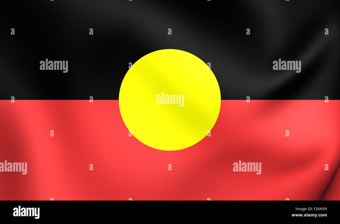 Australische Aborigines Flagge. Hautnah. Stockfoto