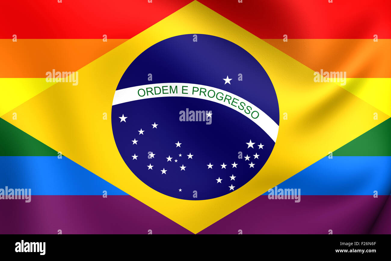 Brasilien-Gay-Flagge. Hautnah. Stockfoto