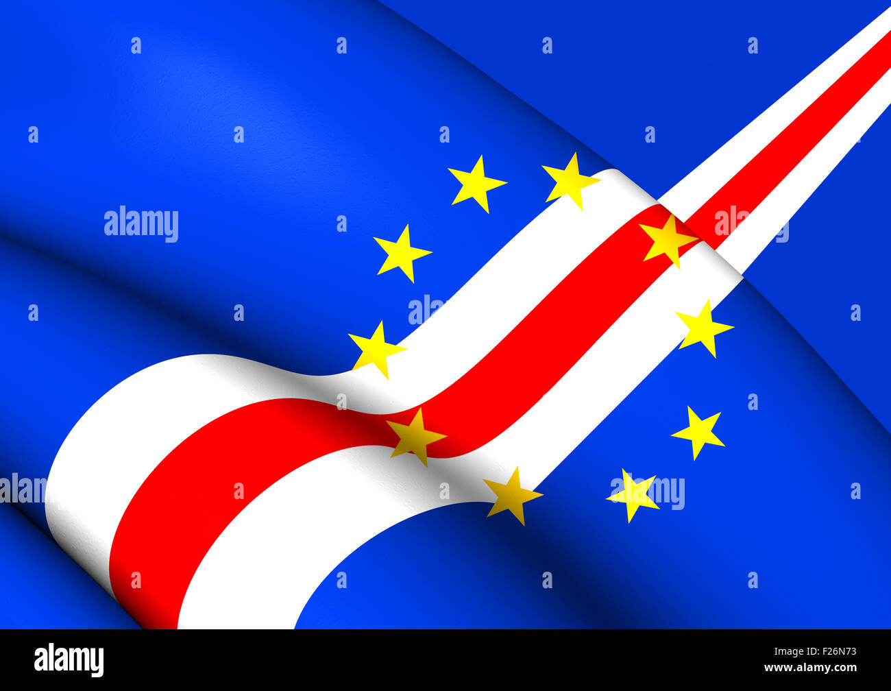 3D Flagge von Kap Verde. Hautnah. Stockfoto