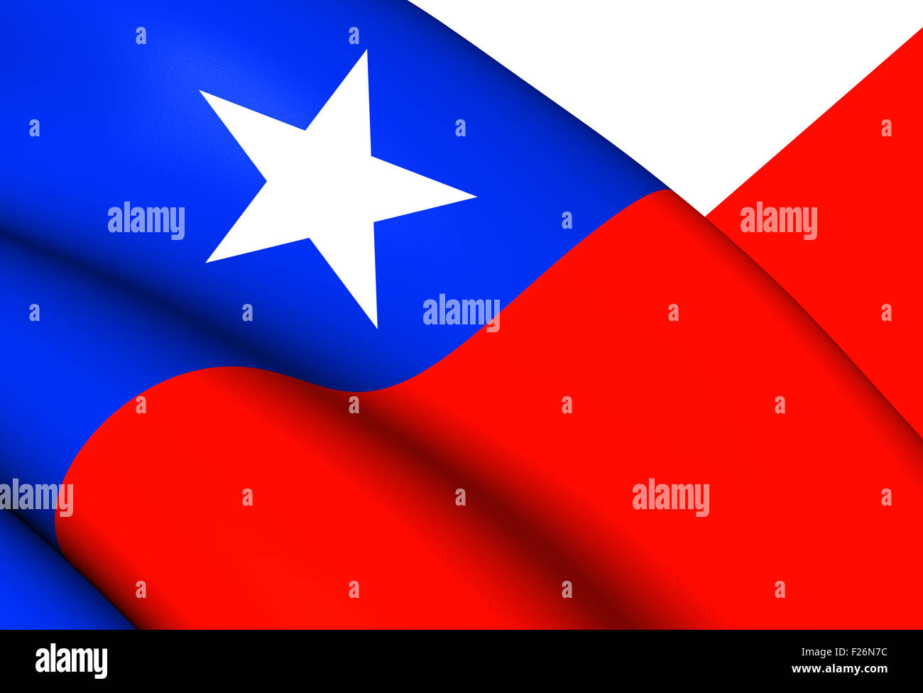 3D Flagge Chile. Hautnah. Stockfoto