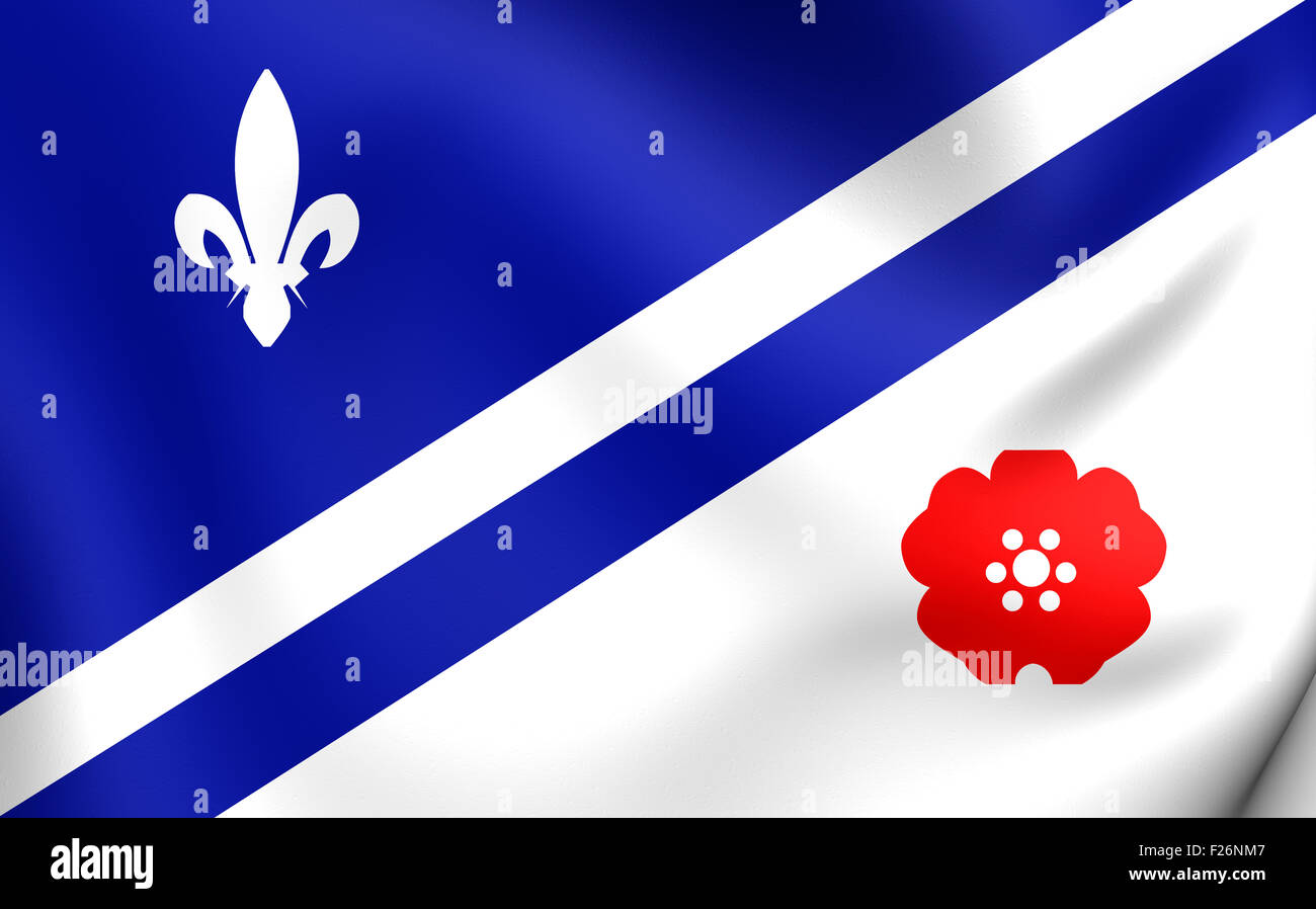 3D Flagge von Franco Albertains. Hautnah. Stockfoto