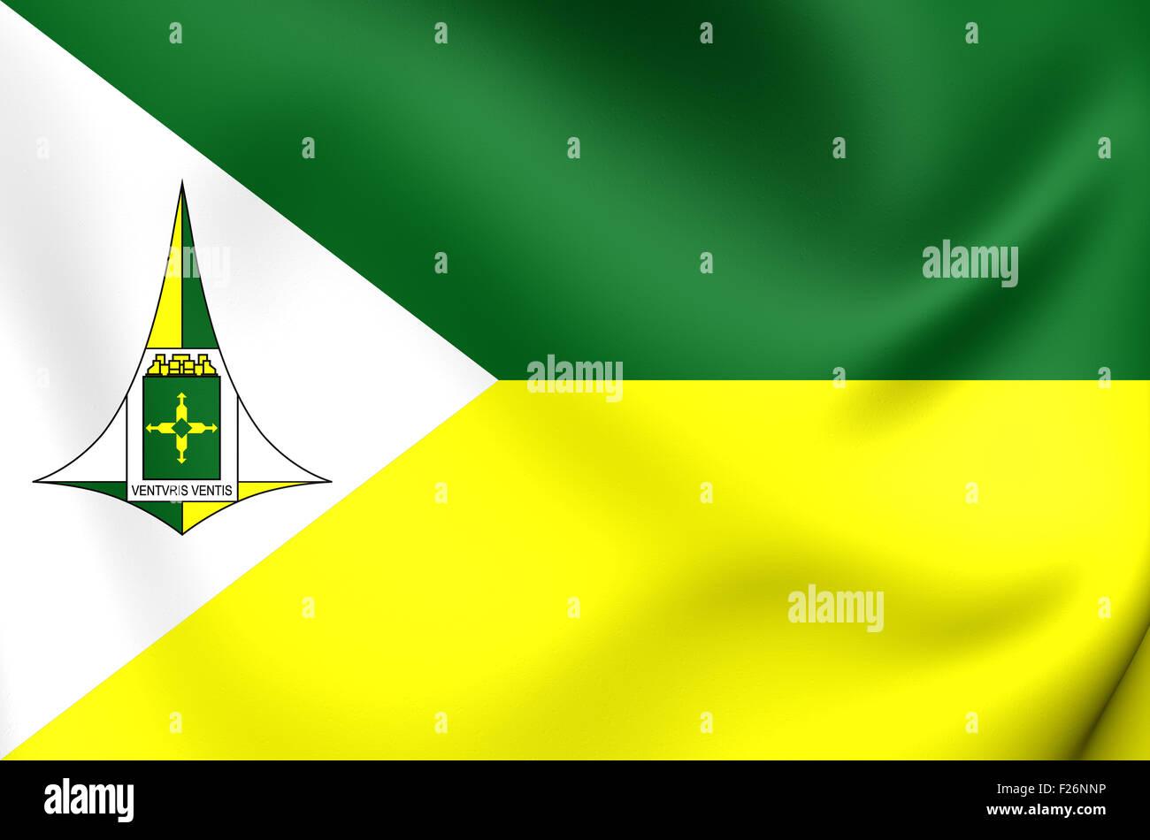 3D Flagge von Federal District Governor, Brasilien. Hautnah. Stockfoto