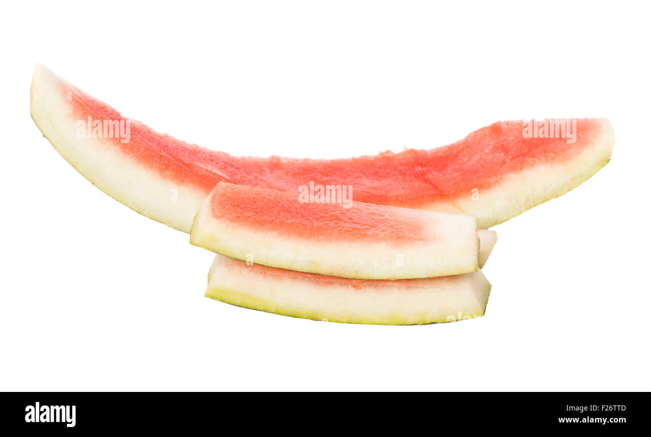 Wassermelone slice gegessen, isolierten auf weißen Hintergrund Stockfoto