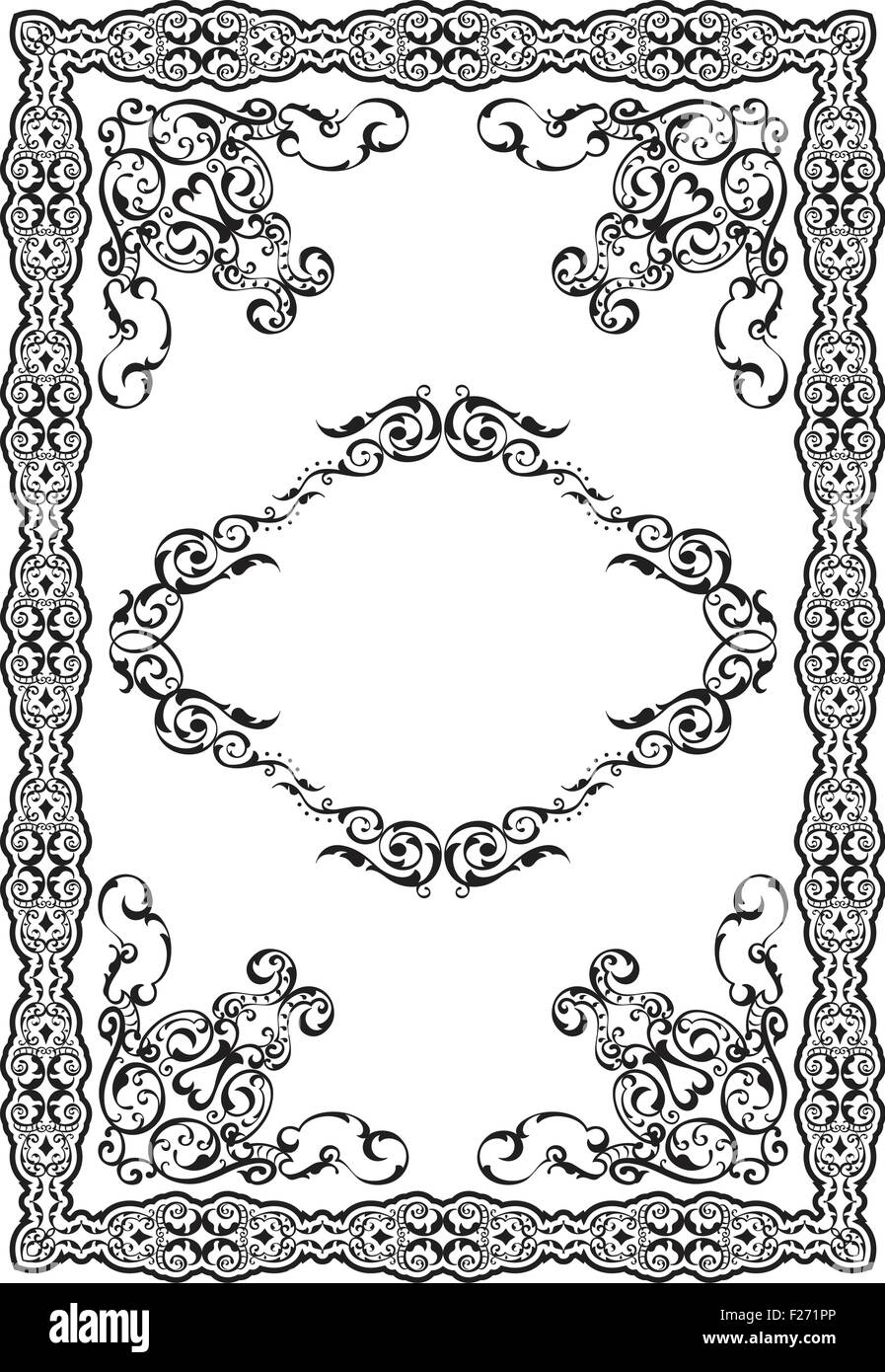 Ornament kalligraphischen Kunst Seite ist auf weiß Stock Vektor