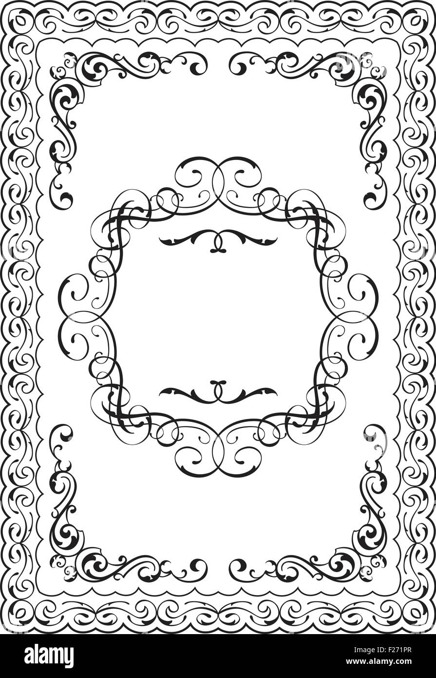 Kalligraphische Rahmen Ornament ist auf weiß Stock Vektor