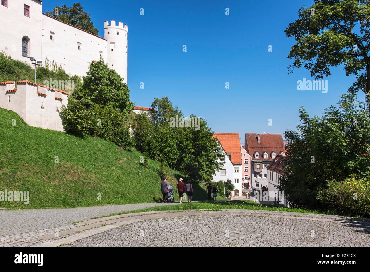 Hohes Schloss, hohe Schloss Palast Außenwand - Füssen Stadt, Ostallgaü, Bayern, Deutschland Stockfoto