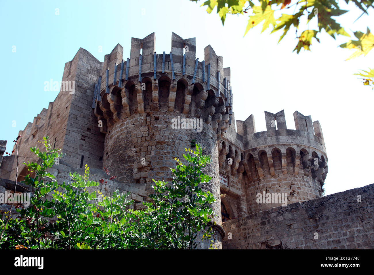 Festung von Rhodos, 20. Jahrhundert italienischen Rekonstruktion. Stockfoto