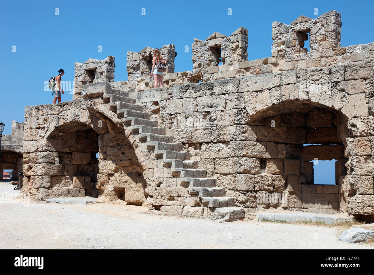 15. Jahrhundert Mauern der Altstadt von Rhodos Stockfoto