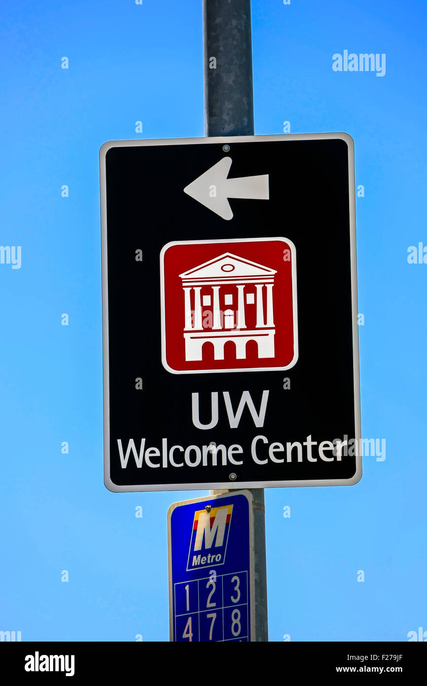 Willkommensschild der University of Wisconsin in Madison, Wisconsin Stockfoto