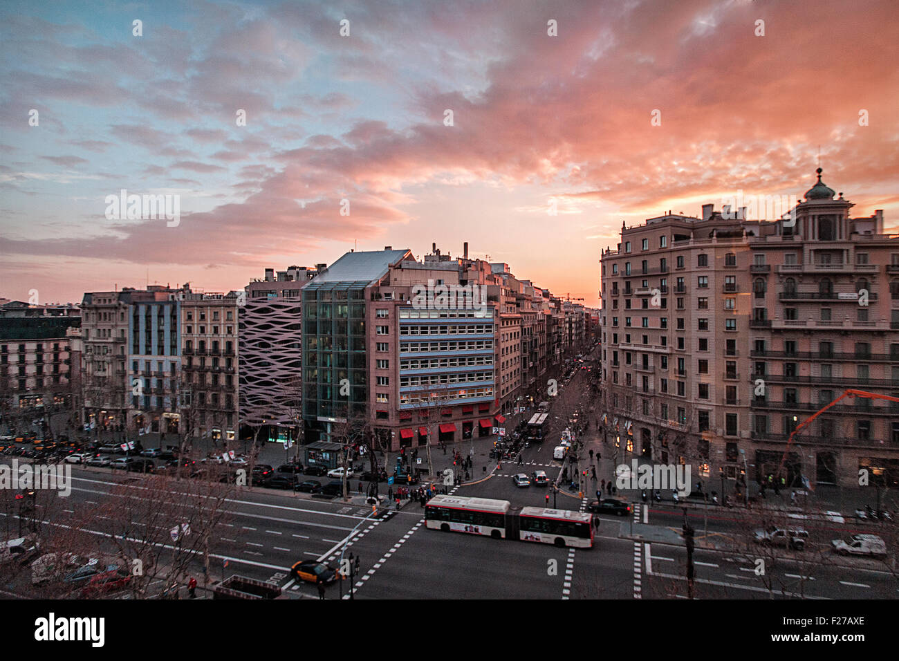 Sonnenuntergang in Barcelona Stockfoto