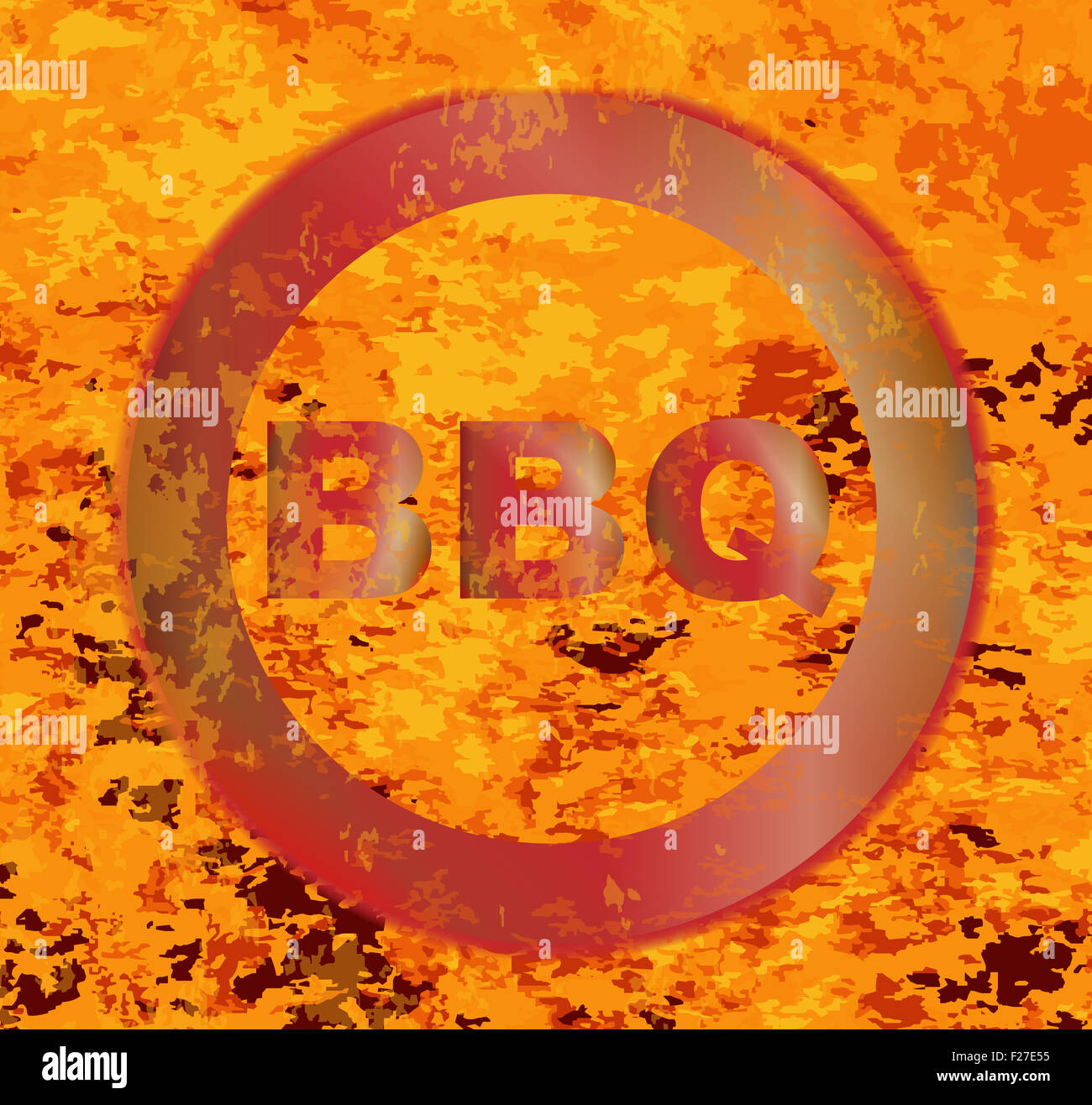 Ein BBQ-Marke in ein flammendes inferno Stockfoto