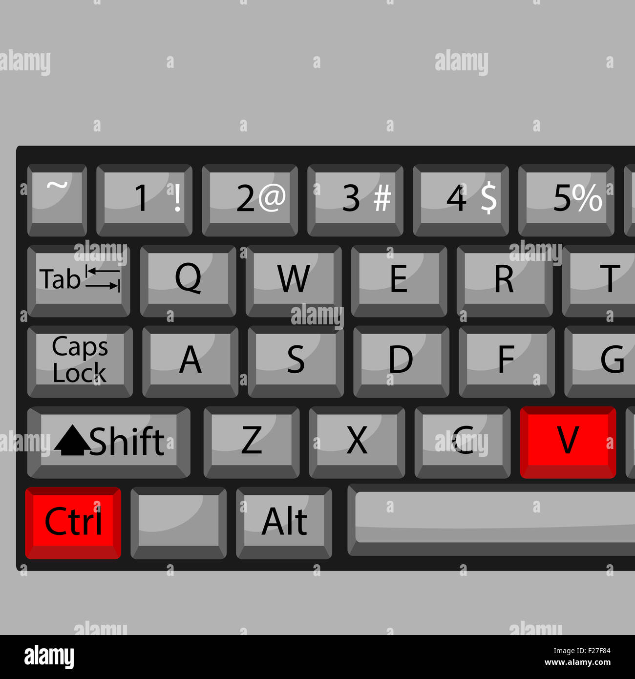 Kombination von Schaltflächen zum Einfügen. Tastatur Strg V,  Combi-Schlüssel, schnell und einfach beherrschen.  Vektor-Grafik-illustration Stockfotografie - Alamy