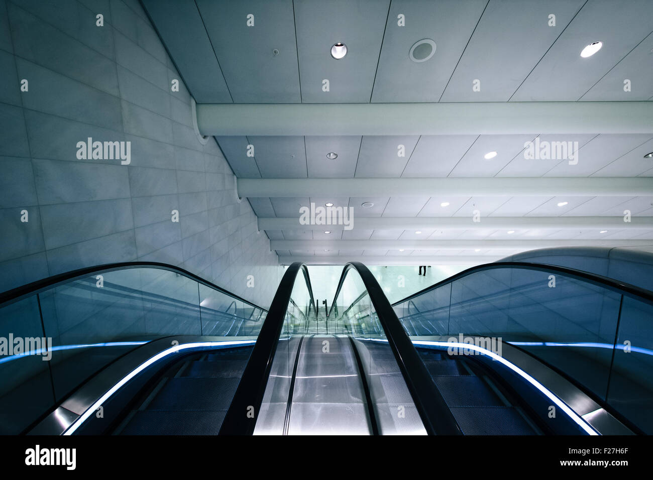 Rolltreppen auf das World Trade Center West Zusammentreffen in Lower Manhattan, New York. Stockfoto