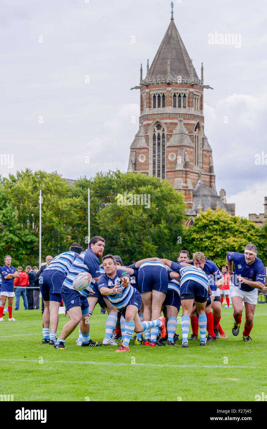 Rugby School Rugby-Spiel. Teams aus der ganzen Welt kommen in die Schule auf besondere arrangierte Spiele spielen. Stockfoto