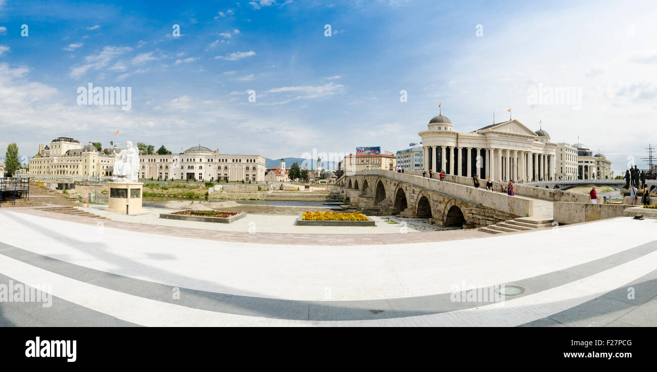 R. Mazedonien Skopje. Stadtzentrum, Brücke Stein Stockfoto