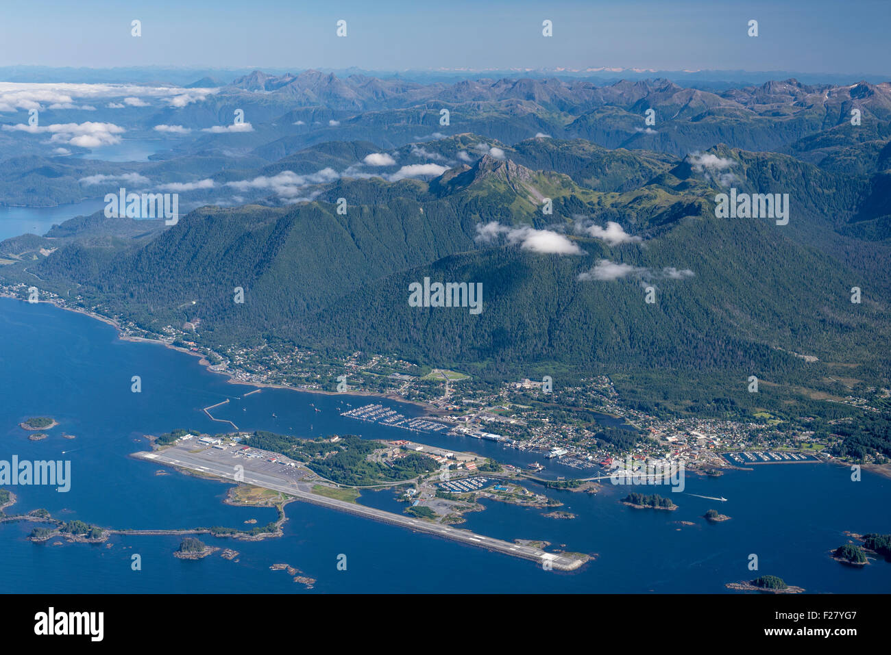 Luftaufnahme von Sitka, Alaska. Stockfoto
