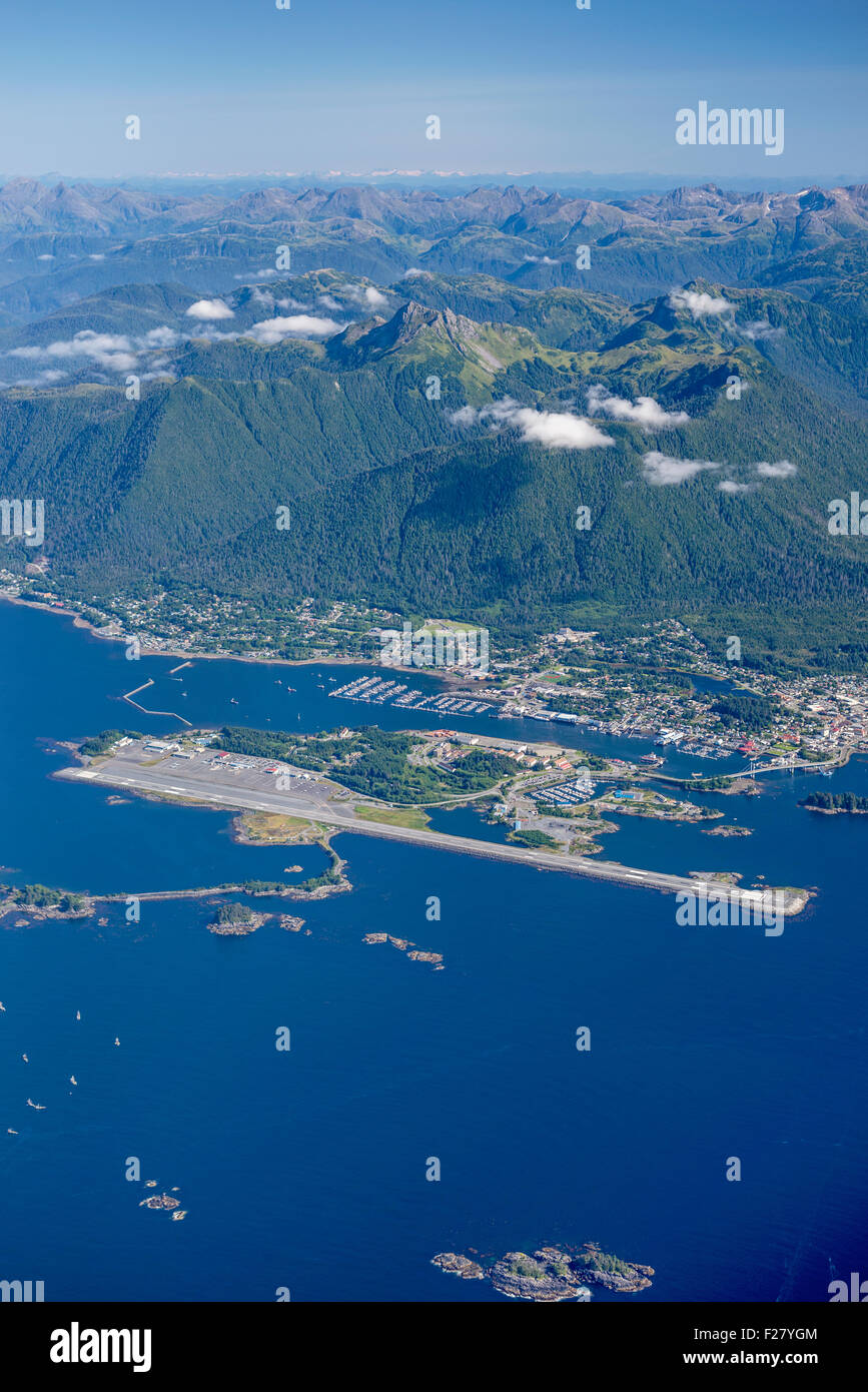 Luftaufnahme von Sitka, Alaska. Stockfoto