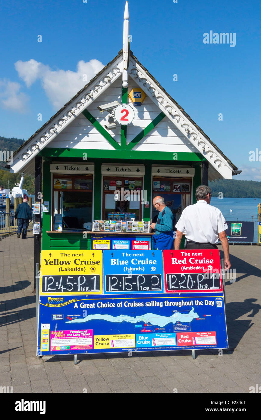 Kasse für See Kreuzfahrten am Bo'ness Lake Windermere Cumbria Stockfoto