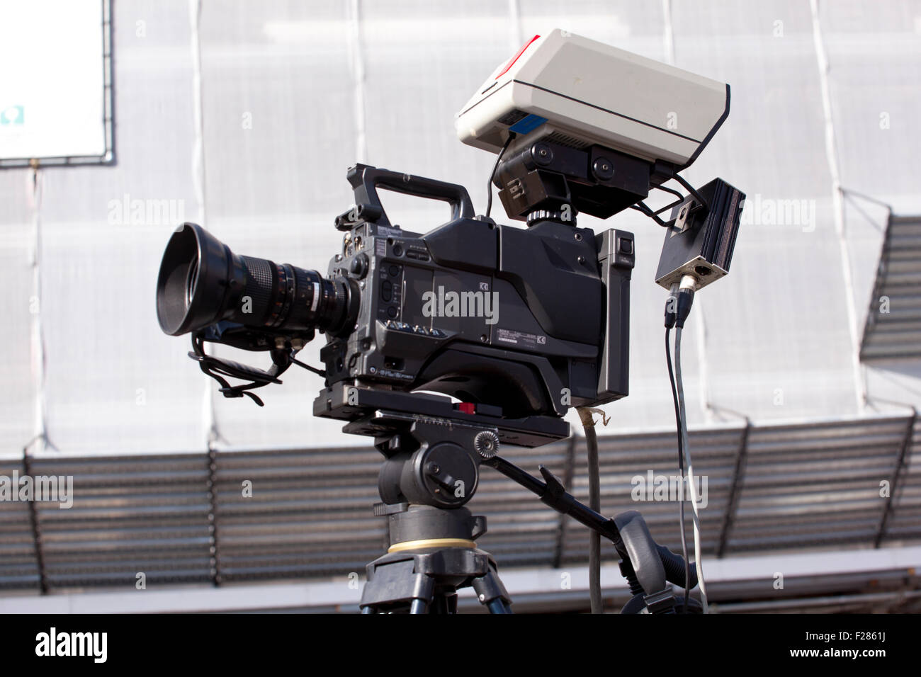 Kamera Film auf einem Stativ Stockfoto