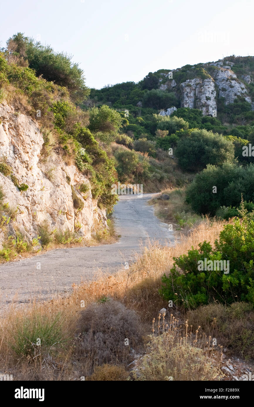 Straße auf dem Lande, Kefalonia Stockfoto