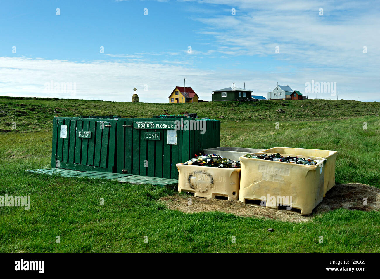 Recycling-Depot, Flatey Insel, Island-Europa Stockfoto