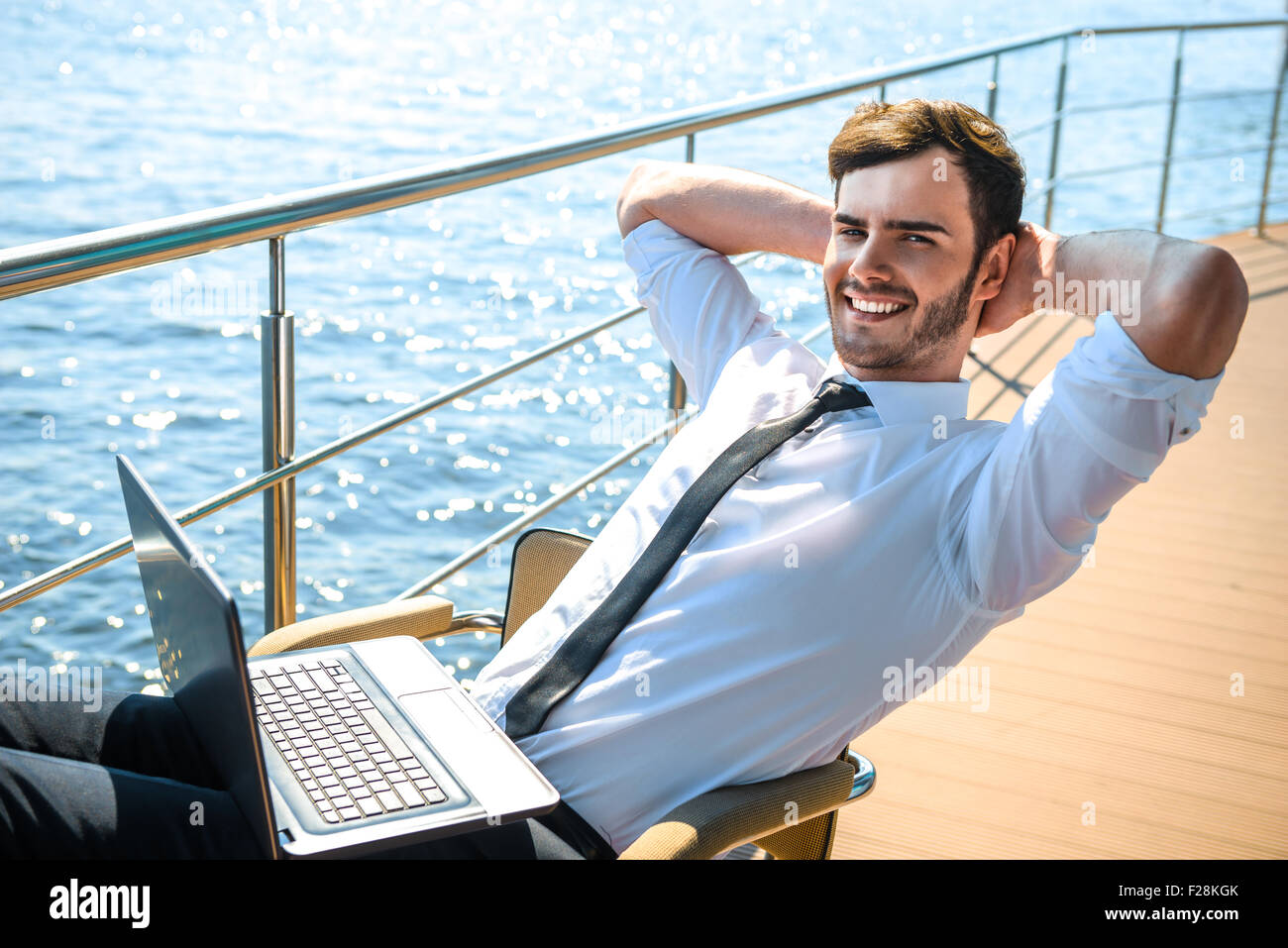 Konzept für Jungunternehmer im Urlaub Stockfoto