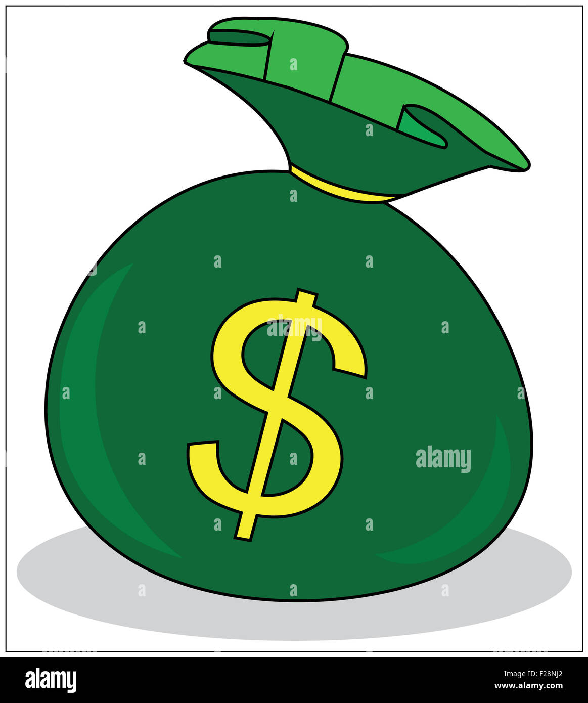 Grünes Geld beutel Symbol mit Dollarzeichen auf weißem Hintergrund. Vector Illustration. Stockfoto