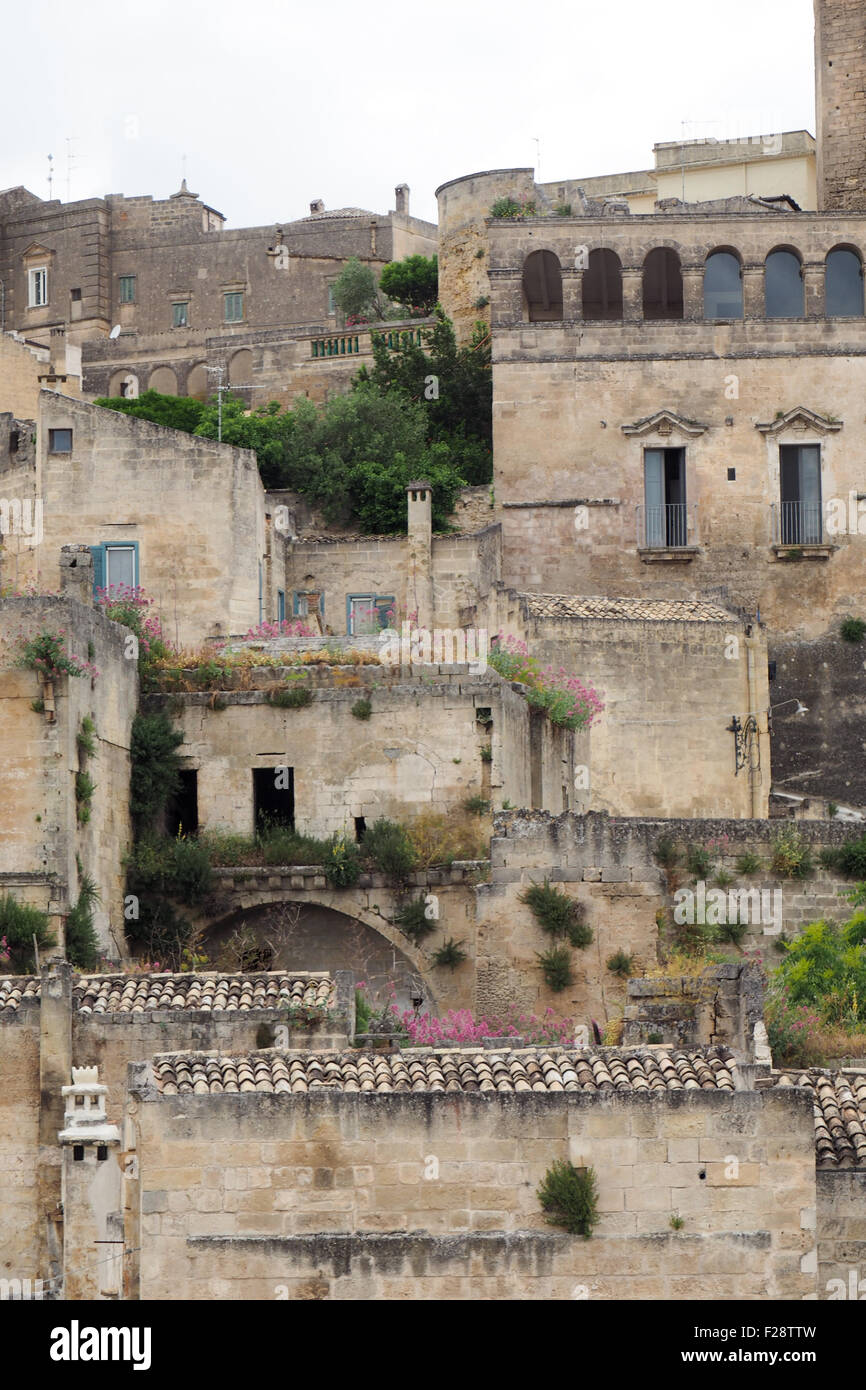 Wohnungen in Sassi di Matera. Stockfoto