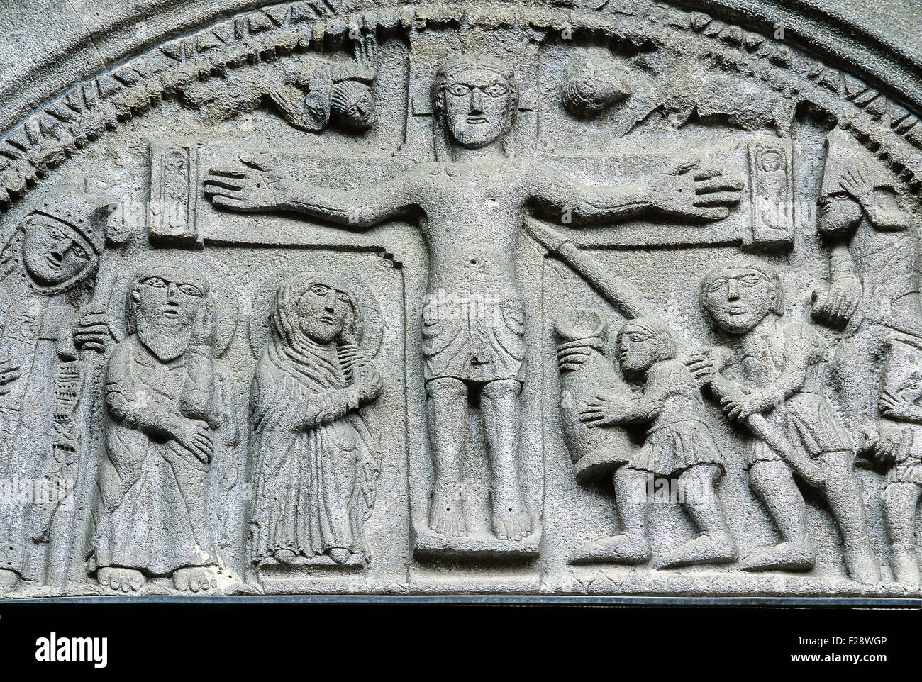 Italien Emilia Romagna Provinz von Parma Berceto Panel auf dem Portal der Kathedrale Stockfoto