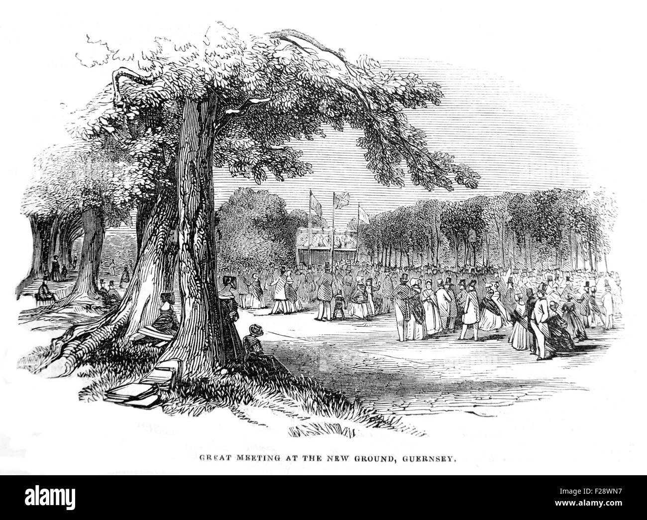 Große Treffen in Guernsey, Treue schwören auf die Krone, 2. Juli 1844, Illustrated London News Juli 1844; Schwarz / weiß-Il Stockfoto