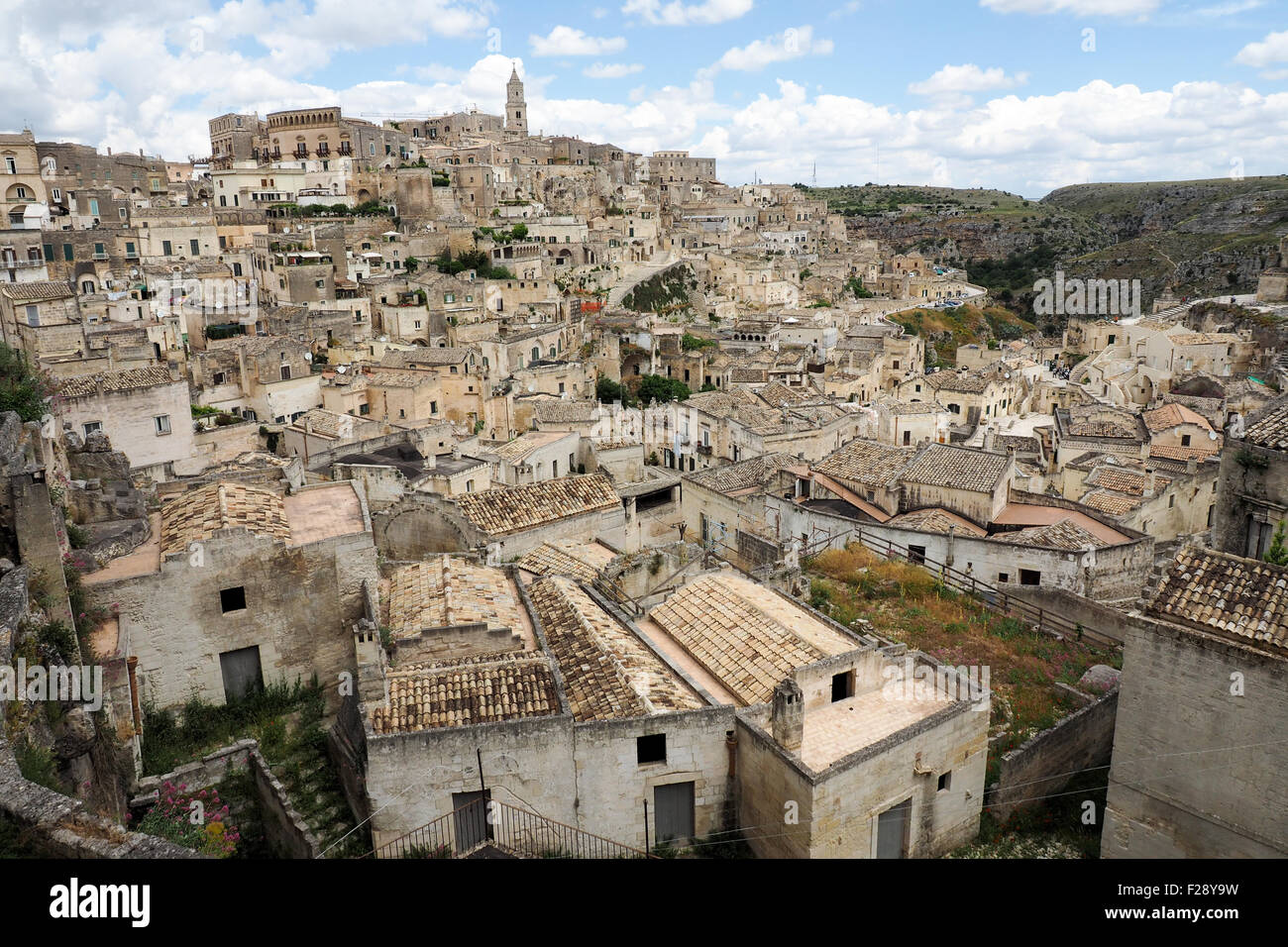 Panoramasicht auf die Sassi von Matera. Stockfoto