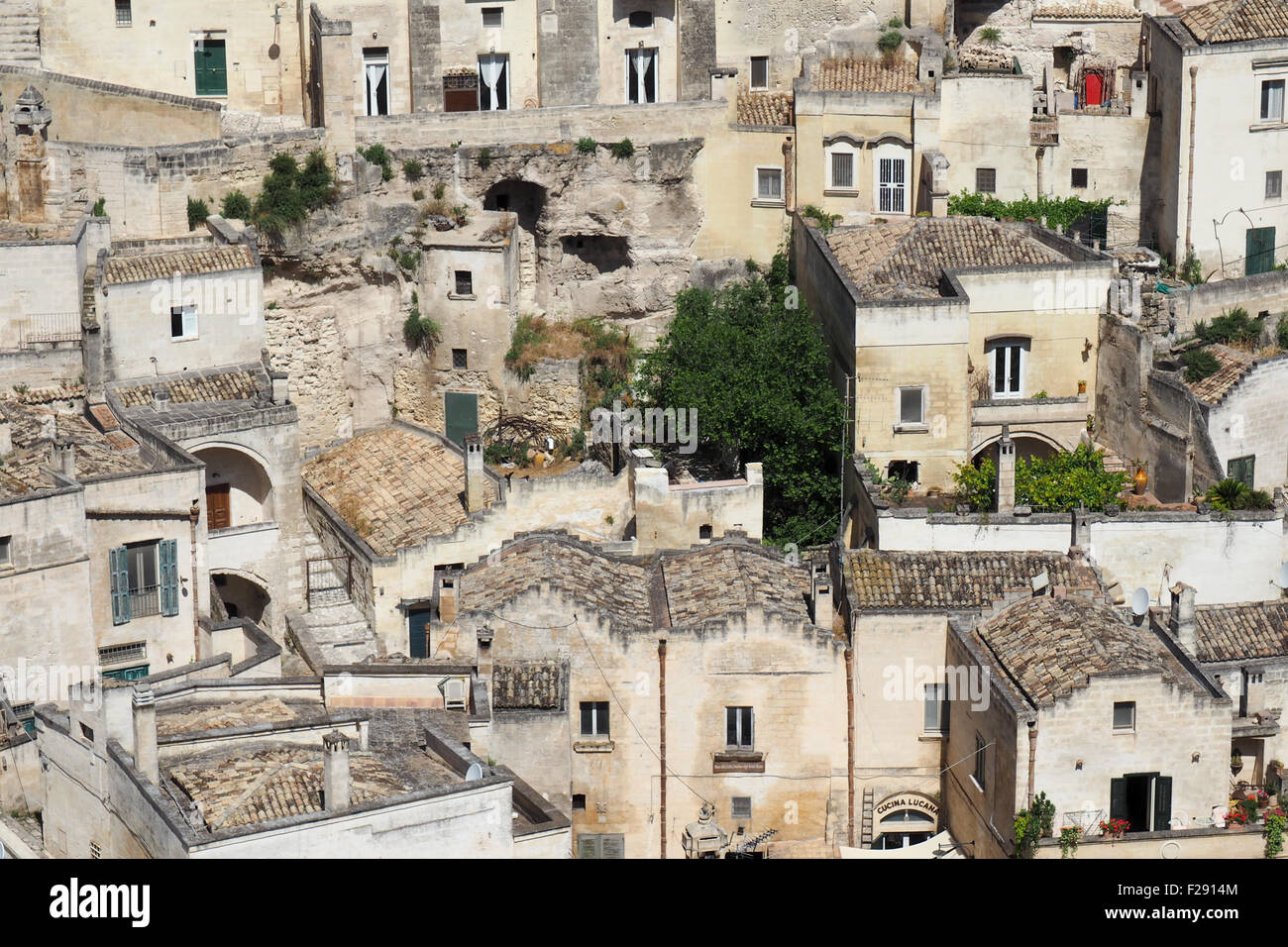 Wohnungen von Sasso Barisano, Matera. Stockfoto