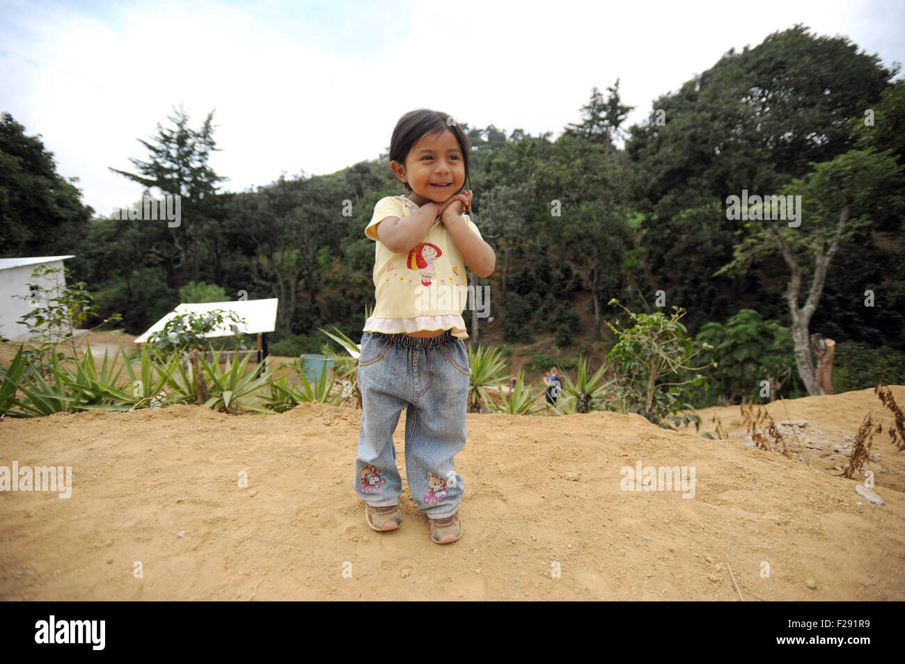 Eine indigene Maya-Mädchen inAqua Escondida in Solola Abteilung, Guatemala. Stockfoto