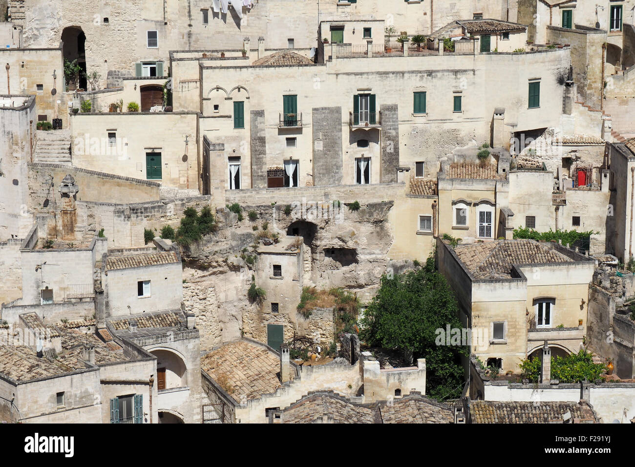 Wohnungen von Sasso Barisano, Matera. Stockfoto