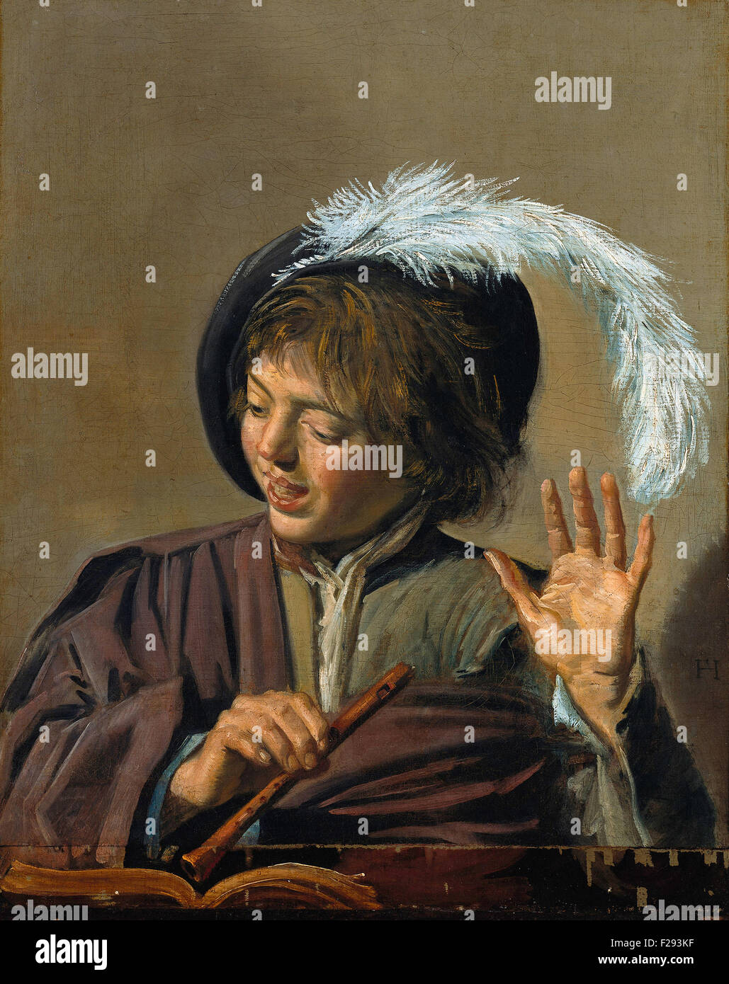 Frans Hals - singen junge mit Querflöte Stockfoto