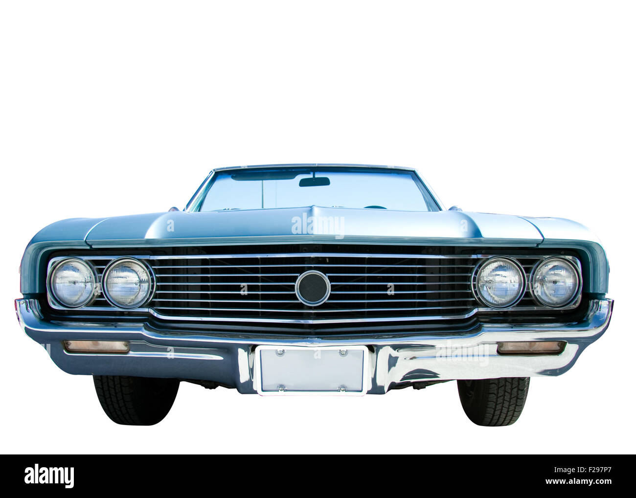 Exterieur des Automobil Oldtimer isoliert auf weißem Hintergrund. Stockfoto