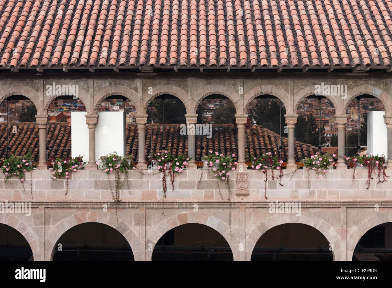 Die Coricancha von innen zeigt die auf dem Dach und seiner Architektur. Stockfoto