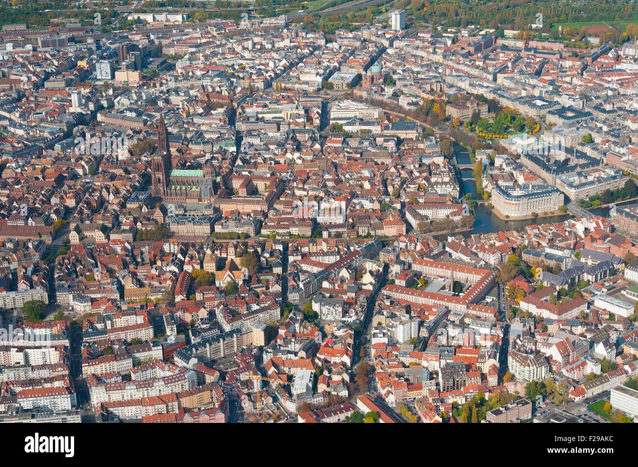 Frankreich, Bas Rhin (67), Straßburg, Altstadt mit Kathedrale (Luftaufnahme) Stockfoto