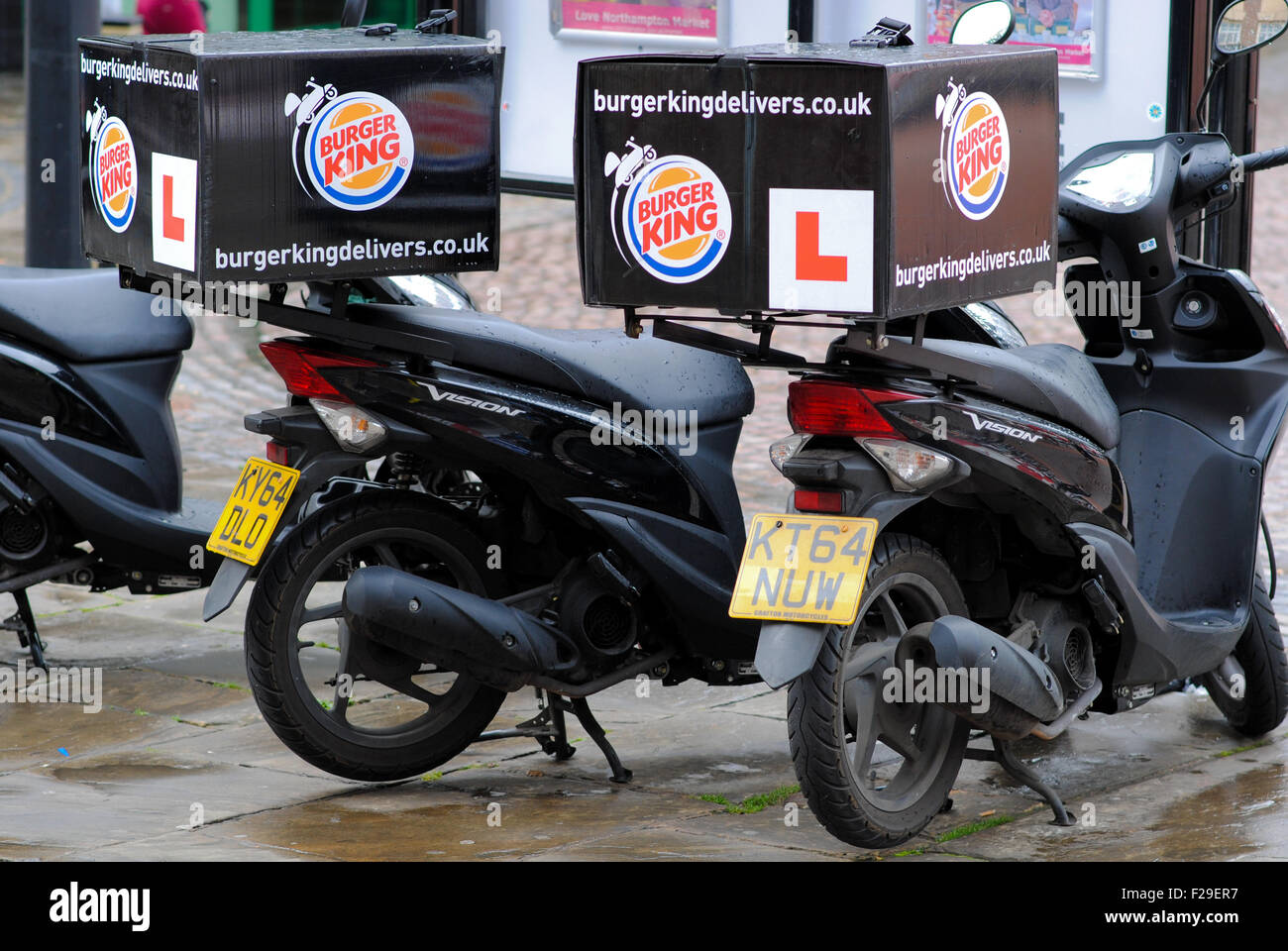 Burger King Lieferung Fahrräder Stockfoto