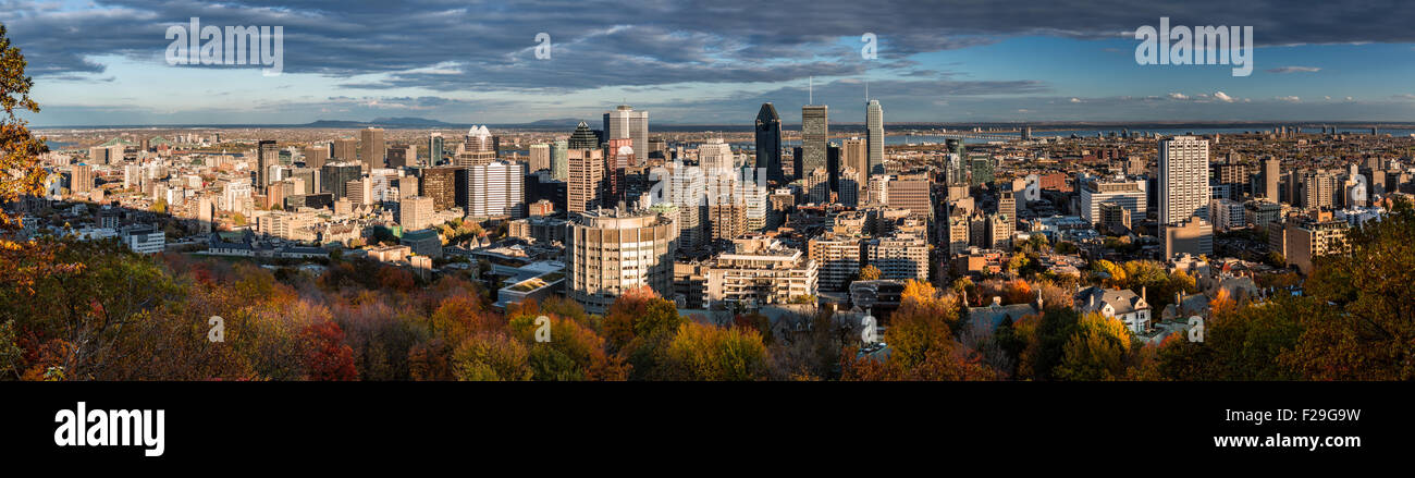 Montreal-Panorama von der Mount Royal an einem späten Nachmittag gesehen. Stockfoto